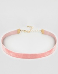 Розовое бархатное ожерелье-чокер DesignB London - Розовый 217