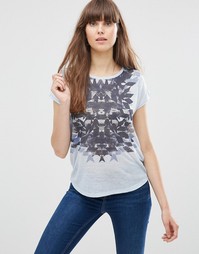 Vero Moda Marlena Printed T-Shirt In Blue - Кашемировый синий