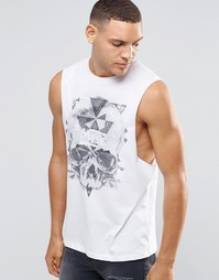 Футболка без рукавов с заниженными проймами ASOS Muse - Белый