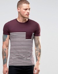 ASOS Extreme Muscle Stripe T-Shirt In Oxblood - Темно-бордовый