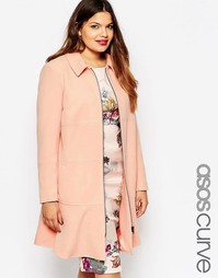 Пальто с баской ASOS CURVE - Blush