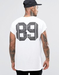 Oversize-футболка без рукавов с принтом сзади ASOS - Белый