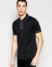 Классическая футболка‑поло слим с окантовкой Original Penguin - Черный