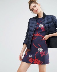 Дутая куртка с контрастным карманом Sportmax Code - 004 navy