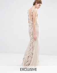 Платье макси с асимметричным краем и оборками сзади Jarlo Wedding