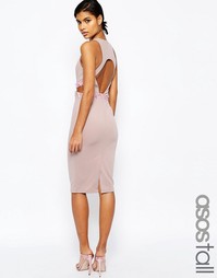 Облегающее платье миди с открытой спинкой ASOS TALL - Телесный