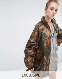 Reclaimed Vintage Oversized Festival Rain Jacket In Leaf Camo - Хаки