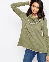 Свитшот со свободным воротом Free People - Армейский