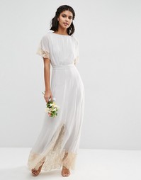 Платье макси с кружевной отделкой ASOS WEDDING - Серый