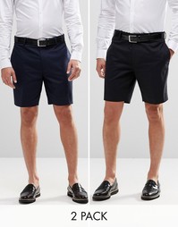 ASOS 2 Pack Skinny Smart Chino Shorts In Black And Navy