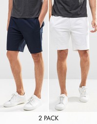 ASOS 2 Pack Skinny Smart Chino Shorts In Navy and White