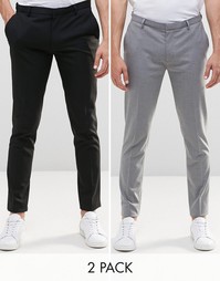 Набор из 2 брюк суперзауженного кроя (черные и серые) ASOS - СКИДКА 17