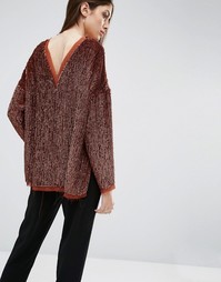 Oversize-свитшот с пайетками и V-образным вырезом сзади ASOS - Розовый