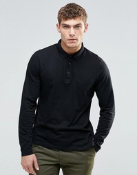 Черное трикотажное поло с длинными рукавами ASOS - Черный