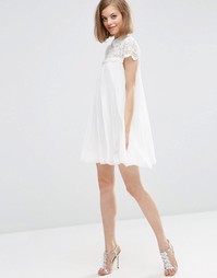 Свободное платье мини с кружевным топом ASOS - Белый