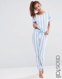 Пижамный комплект из футболки и джоггеров в крупную полоску ASOS TALL