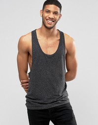 ASOS Linen Mix Longline Vest With Extreme Racer Back In Black - Черный
