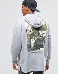 Свободное длинное худи с принтом Freedom ASOS - Серый меланж