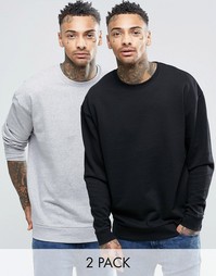 2 oversize-свитшота (серый меланжевый/черный) ASOS СКИДКА 15%