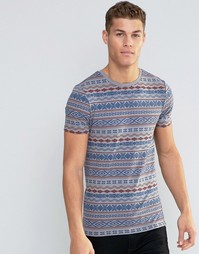 Серая облегающая футболка с ацтекским принтом ASOS - Палома серый