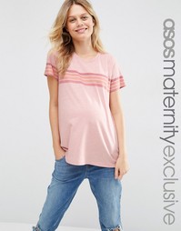 Футболка в полоску для беременных ASOS Maternity - Blush