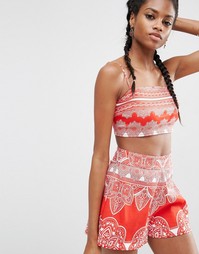 Пляжный топ с красным принтом ASOS Co-ord - Красный принт