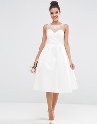 Платье миди для выпускного с вырезом сердечком ASOS BRIDAL - Белый