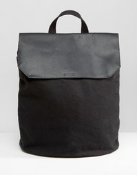 Холщовый рюкзак с кожаным верхом ASOS - Черный