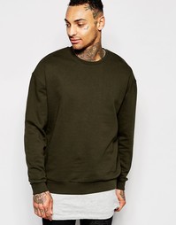 ASOS Sweatshirt In Dark Khaki - Охотничий зеленый