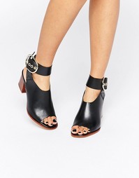 KG By Kurt Geiger Nata Buckle Leather Heeled Sandals - Черная кожа