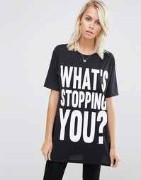 Oversize-футболка с принтом Whats Stopping You ASOS - Черный