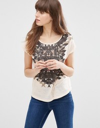 Розовая футболка с принтом Vero Moda Marlena - Коричнево-красная роза