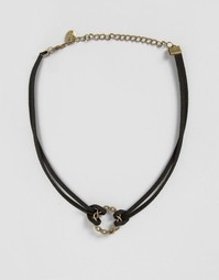Двойное ожерелье-чокер в замшевом стиле Reclaimed Vintage - Черный