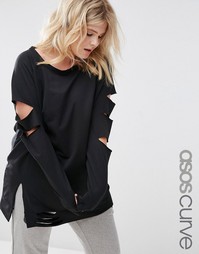 Рваный свитшот ASOS CURVE LOUNGE - Черный