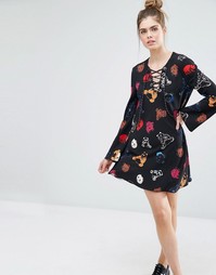 Платье-трапеция с принтом Sportmax Code Panda - 002 черный