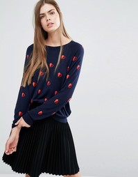 Темно-синий трикотажный джемпер с сердечками PS by Paul Smith - Синий