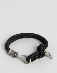 Черный веревочный браслет с крючком Icon Brand - Черный