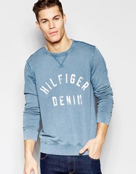 Свитшот цвета индиго с логотипом Hilfiger Denim - Индиго светлый