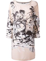 платье шифт с цветочным принтом Roberto Cavalli