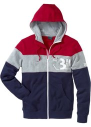 Трикотажная куртка Slim Fit (светло-серый меланж/белый/лазу) Bonprix