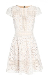 Кружевное приталенное мини-платье с круглым вырезом Alice + Olivia