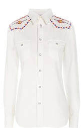 Приталенная блуза с накладными карманами и вышивкой Polo Ralph Lauren