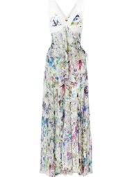 длинное платье с цветочным принтом Roberto Cavalli