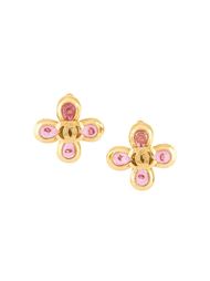 gripoix logo clip on earrings Chanel Vintage
