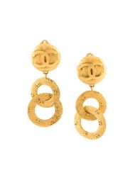 brushed dangle clip-on earrings Chanel Vintage