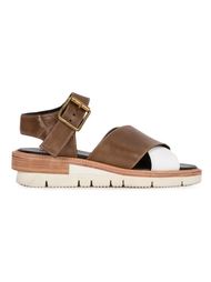 cross strap wedge sandals Mihara Yasuhiro