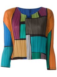 colour block ribbed cardigan Pleats Please By Issey Miyake