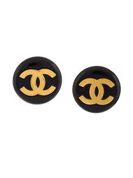 oversized logo clip on earrings Chanel Vintage