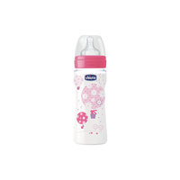 Бутылочка Well-Being Girl 4мес.+, сил.соска, РР, 330мл., CHICCO