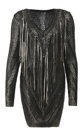 Вязаное облегающее платье с металлизированной отделкой Roberto Cavalli